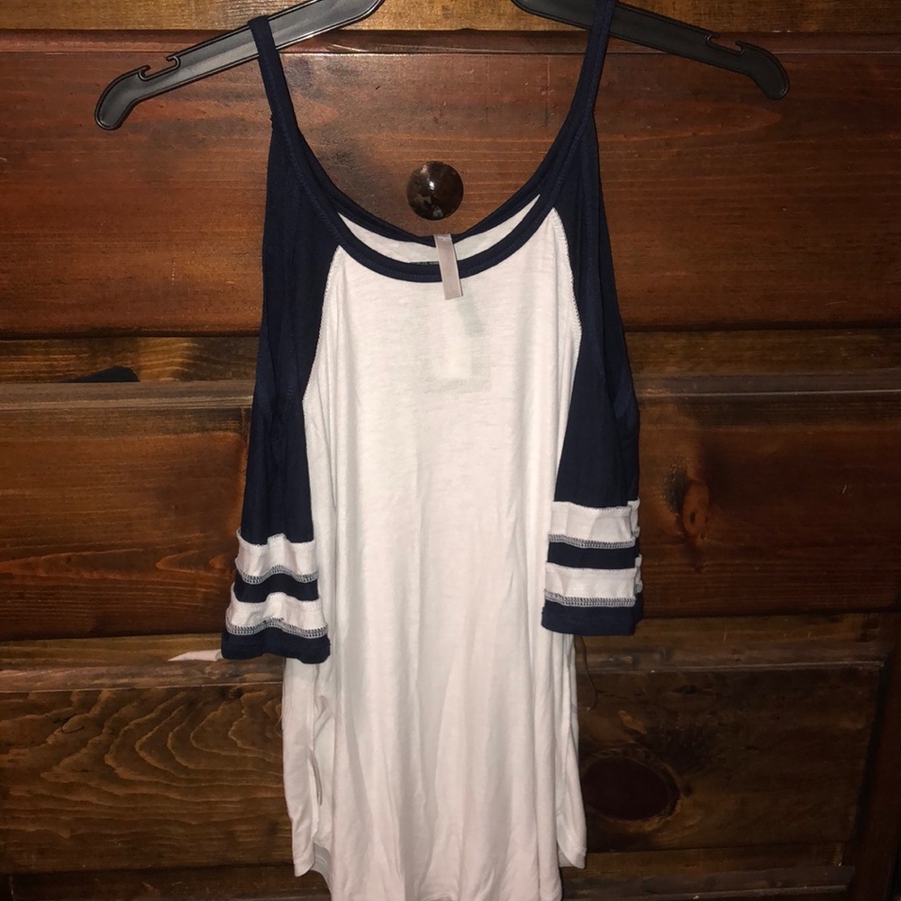 White and blue top